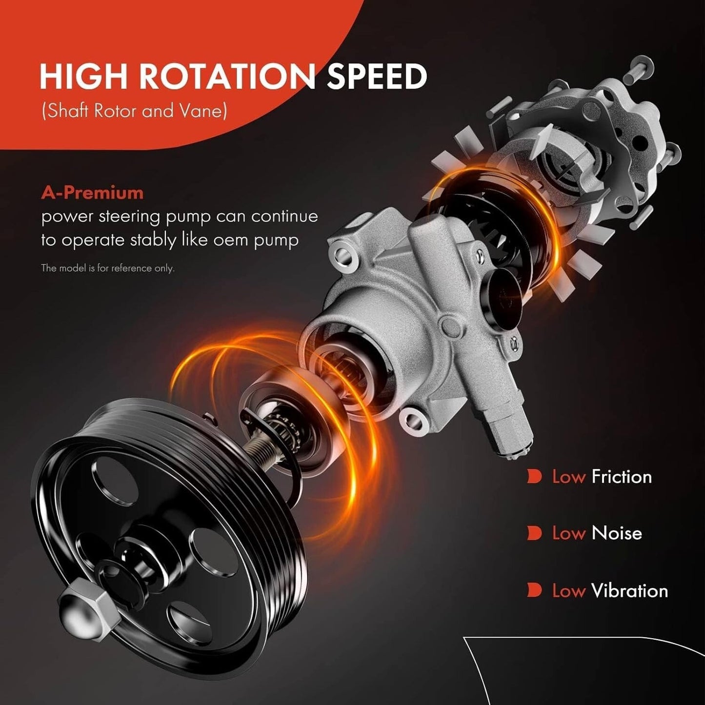 APM Power Steering Pump, with Pulley, Compatible with Kia Soul 2010-2011