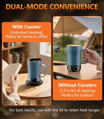 Self-Heating Coffee Mug, 14Oz Heated Coffee Mug - Rechargeable Temperature Contr