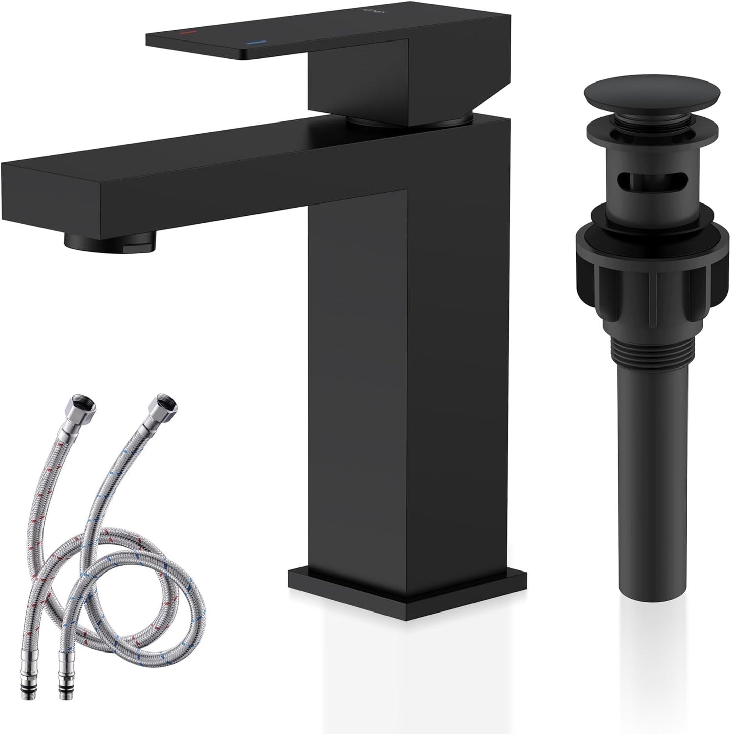 KENES Matte Black Single Handle Bathroom Sink Faucet, Stainless Steel Vanity