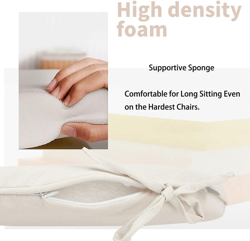 Outdoor/Indoor 17"x16"x2" Chair Cushions with Ties Waterproof Set of 4 Cream