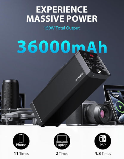 Portable Power Station 150W, 133.2 Wh/36000mAh Fast Charging, Rechargeable Gener