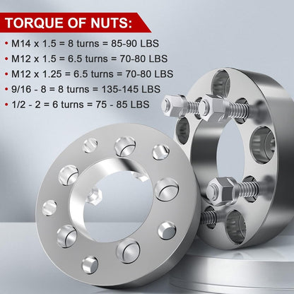 cciyu 2.5 inch Wheel Spacers 5x4.75 70.5mm Bore with 12x1.5 Lug Nuts Adapters