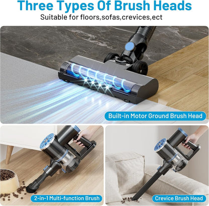 Cordless Vacuum Cleaner with Self-Standing, LED Screen Stick Vacuum Cleaners