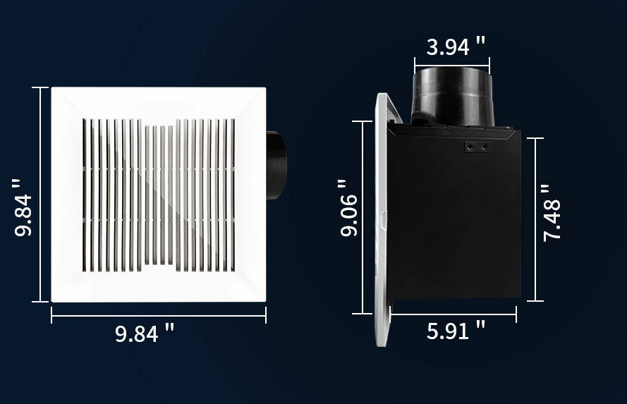 Bathroom Exhaust Fan 88CFM 1.0 Sone, Ultra-quiet Bathroom Vent Fan System Extra