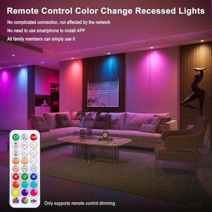Recessed Lighting 5/6 Inch, 6Pack Color Changing LED Can Lights for Ceiling, 13W