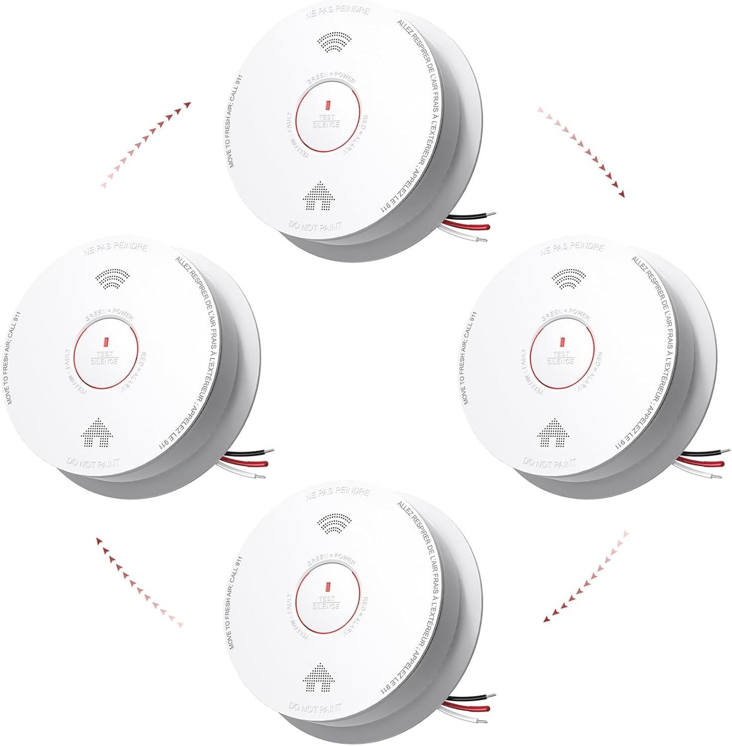Siterlink Hardwired Smoke Detector Carbon Monoxide Detector Combo 4 pack
