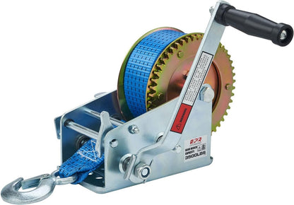 OPENROAD Boat Winch 3500lbs Hand Winch, with 32ft Blue Strap and 2 Speed swit...