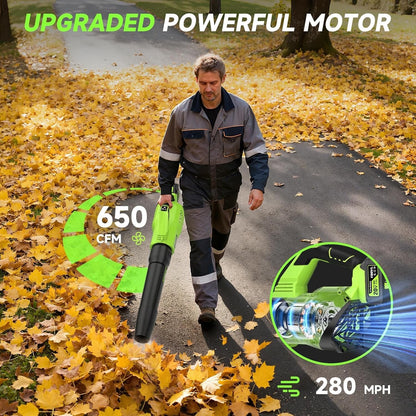 Leaf Blower Cordless, 650CFM Electric Leaf Blowers with 2 x 5.2Ah Batteries