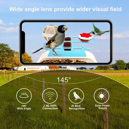 64GB Smart Bird Feeder with Camera Solar Powered, 2K 3MP HD Live Video
