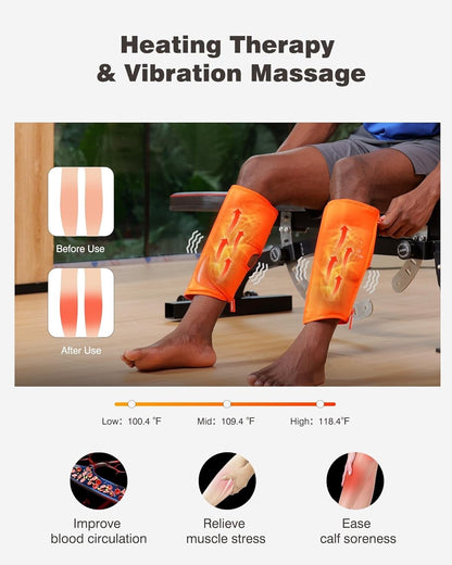 Cordless Calf Massager with Heat and Compression for Circulation and Restless Le