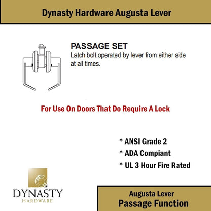 Dynasty Hardware AUG-30-26D Grade 2 Commercial Duty Passage Lever, ADA, Satin