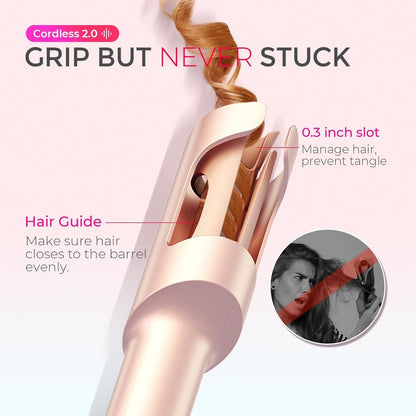 YMO Cordless Automatic Curling Iron - TYMO CurlGo 1 Inch Beach Waves Rotating