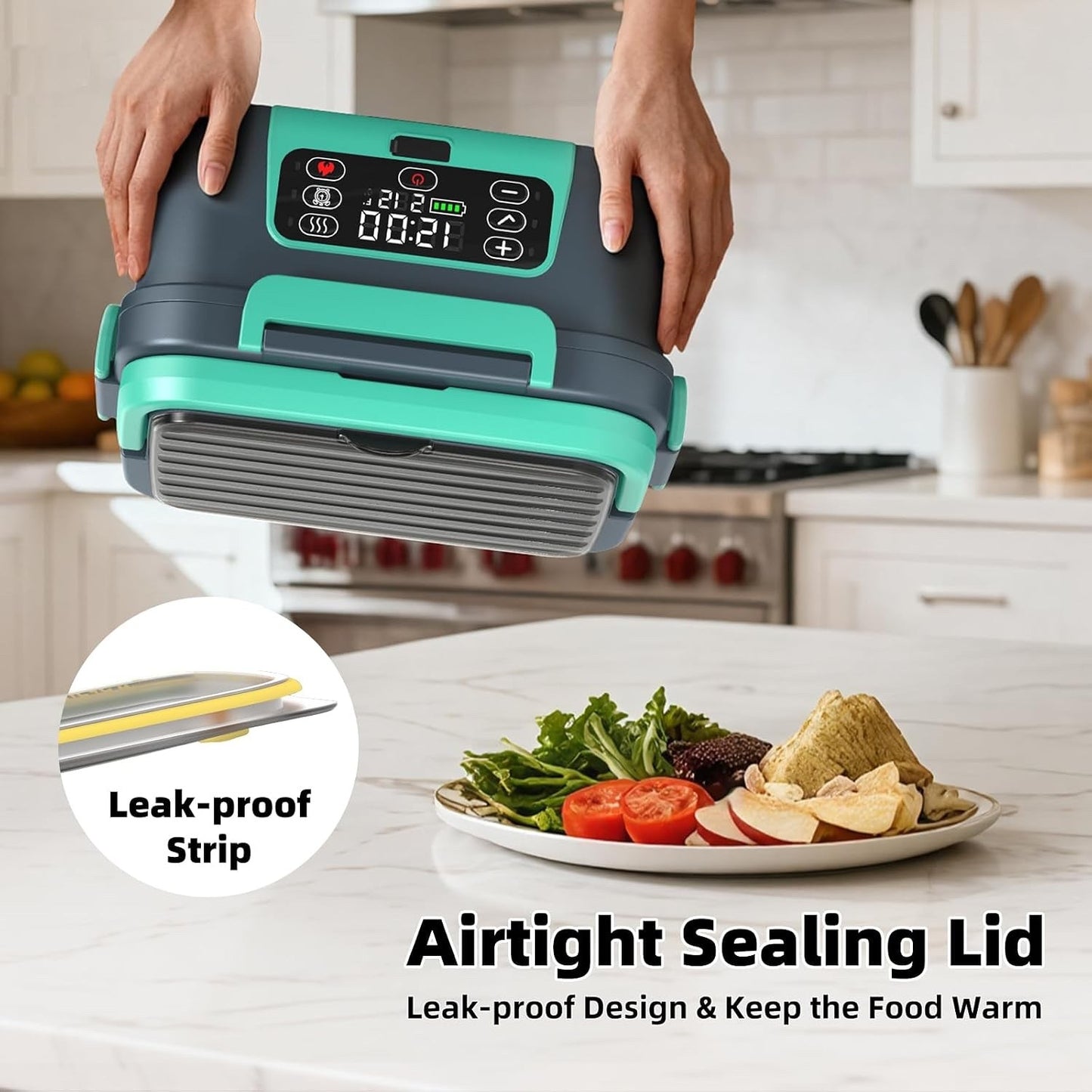 XL 6.3-Cups Cordless Electric Heated Lunch Box for Adults, Rechargeable Battery